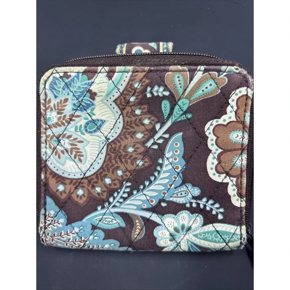 Vera Bradley Bi-Fold Wallet Womens Quilted Zippered Java Blue - Picture 4 of 6
